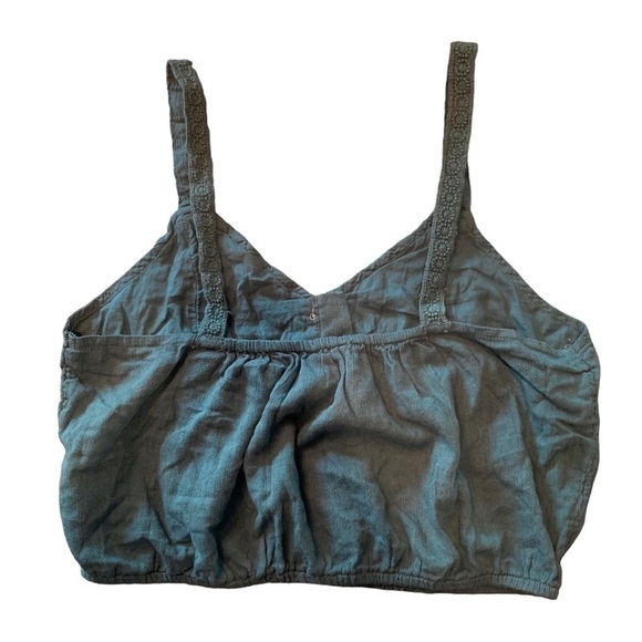 Women's American Eagle teal green cropped button tank - Picture 4 of 7